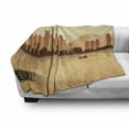 thumbnail image 3 of Seattle Skyline Soft Flannel Fleece Throw Blanket, Waterfront the Needle Space Buildings Wording in Amber Tones, Cozy Plush for Indoor and Outdoor Use, 50" x 60", Cinnamon Dark Rosewood, by Ambesonne, 3 of 6