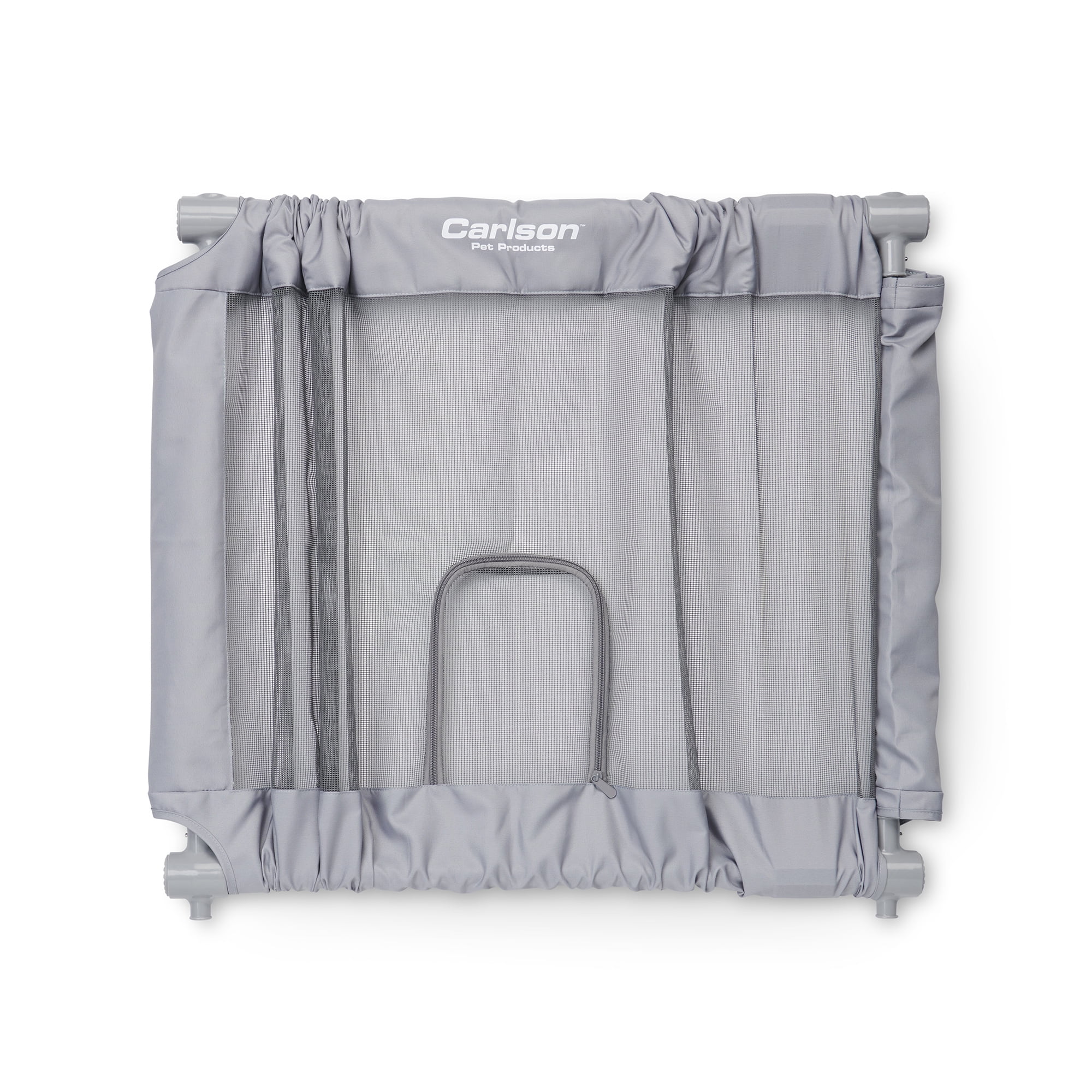Carlson Extra Wide Gray Mesh Expandable Pet Gate with Small Pet Door, Mesh, includes Rubber Bumpers, Doors and Hallways