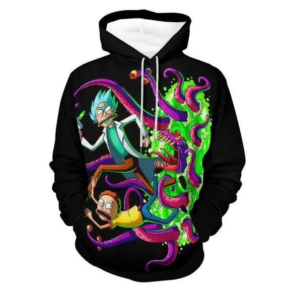 Rick And Morty Unisex Adult Hoodie Casual Hooded Sweatshirt Pullover Novelty 3D Printed Sweater Jacket S