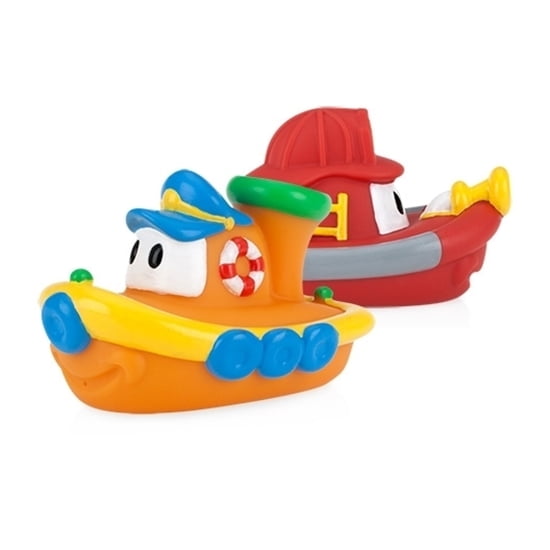 Nuby 2-Pack Tub Tugs Floating Boat Bath Toys for Babies 6 Months & Up, Colors May Vary