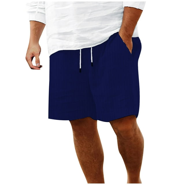 Plebaso Mens Shorts Summer Beach Shorts with Drawstring Solid Color Lightweight Vacation Pocket Shorts