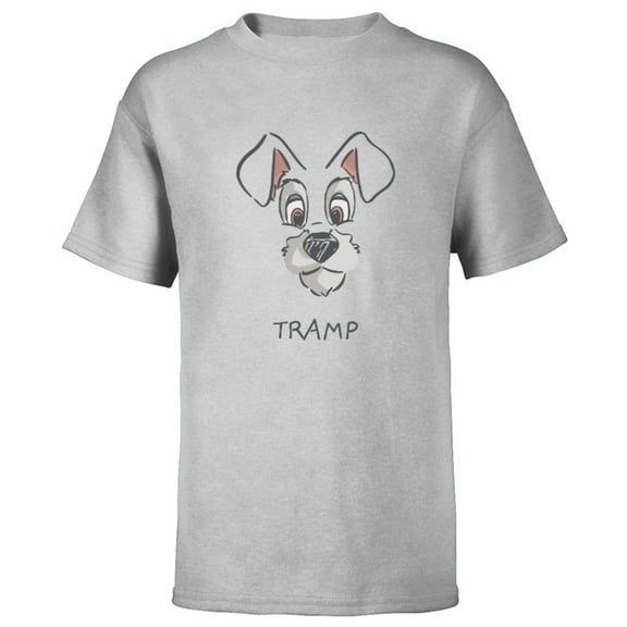 Disney Tramp Drawing Lady and the Tramp Costume - Short Sleeve T-Shirt for Kids -Customized-Athletic Heather
