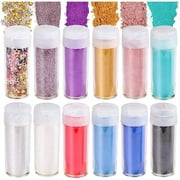 SEISSO 12 Colors Mica Glitter Powder & Glitter Chunky & Extra Fine Glitter Powder Set -Epoxy Resin Pigment - Adhesive Pigments for Slime - Soap Making Colorant - Cosmetic Pigment Powder,Deal on Sale