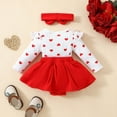 thumbnail image 4 of Owordtank Baby Girl Valentines Outfit Ruffles Long Sleeve Heart Print Romper Dress Newborn Valentines Day Clothes, 4 of 8