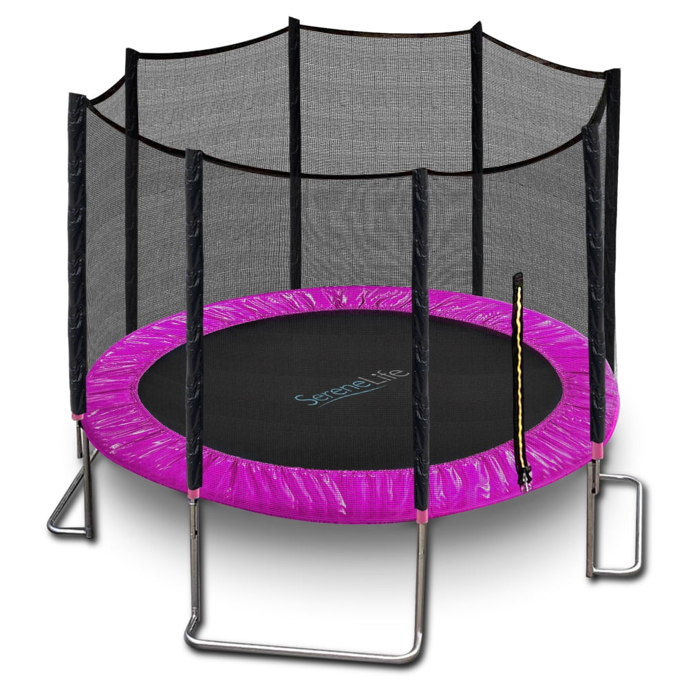 Large for sale online SereneLife SLTRA10PNK Home Backyard Sports Trampoline with Net Enclosure 