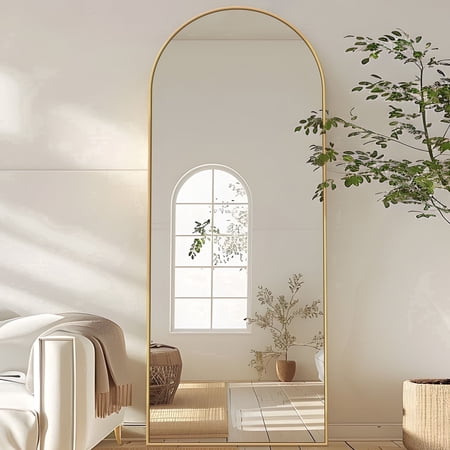 Antok Arched Full Length Floor Mirror 58 x18.1  Full Body Mirror with Stand  for Bedroom  Living Room  Cloakroom  Gold