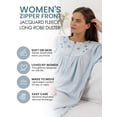 thumbnail image 2 of Casual Nights - Women's Jacquard Fleece Zip Front Robe, Duster For Ladies, 3/4 Sleeve Housecoat Duster with Pockets, 46 Inch Length, Blue Large, 2 of 4