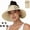 Bowknot Beige With Black Brooch Pin, variant on Women's UV UPF + Wide Brim Sun Hat - Foldable Straw Visor Beach Hat with Ponytail Hole, Packable Travel Summer Hat