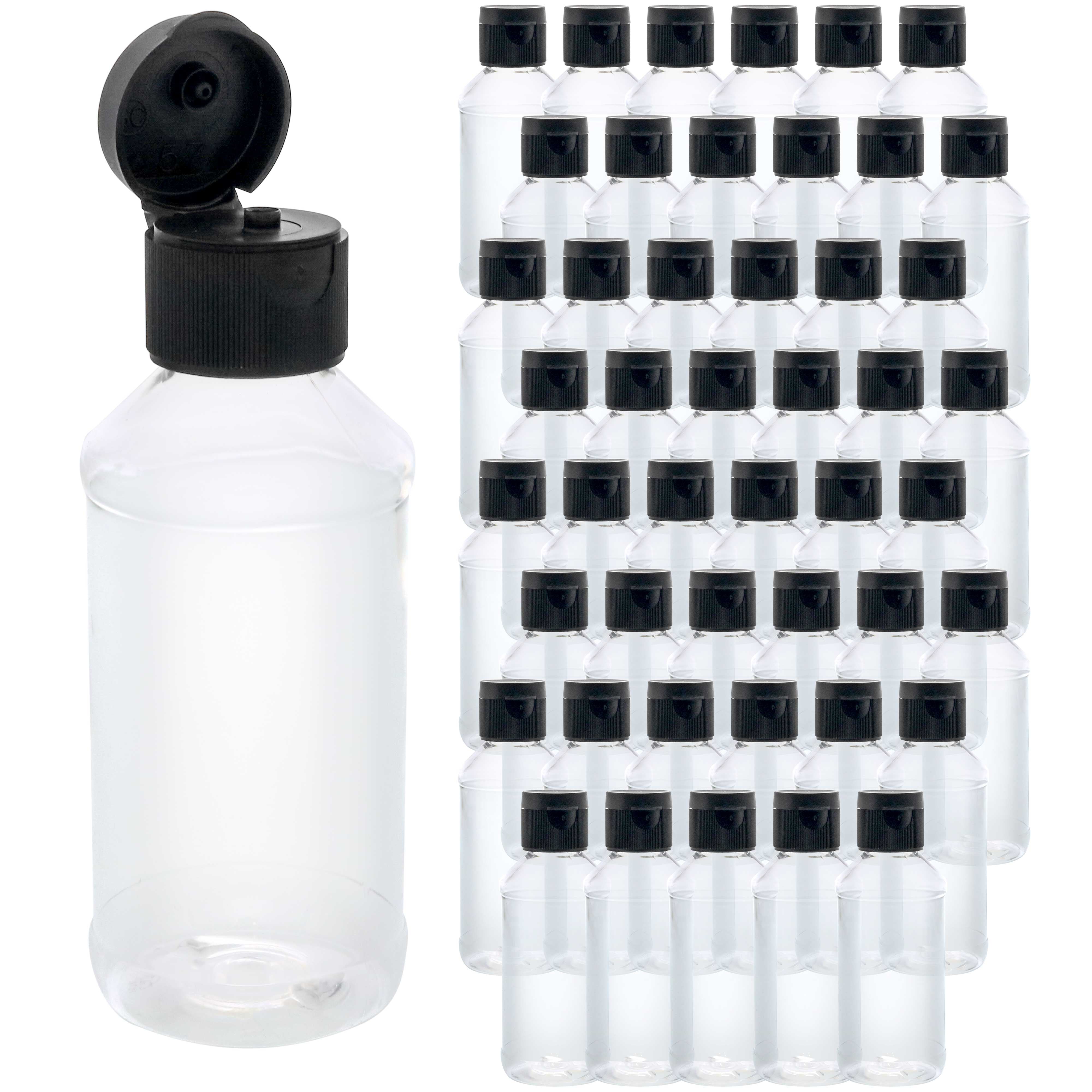 48 Pack U.S. Art Supply 4 ounce Squeeze PET Plastic Bottles with Flip