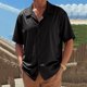 thumbnail image 1 of Blusa y camisa de manga corta con cuello vuelto para hombre, cárdigan informal de botones a la moda de color liso, blusa de manga corta con cuello vuelto, blusas de poliéster para hombre, 1 of 6