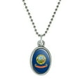 thumbnail image 1 of Idaho State Flag Antiqued Oval Charm Pendant with Chain, 1 of 3