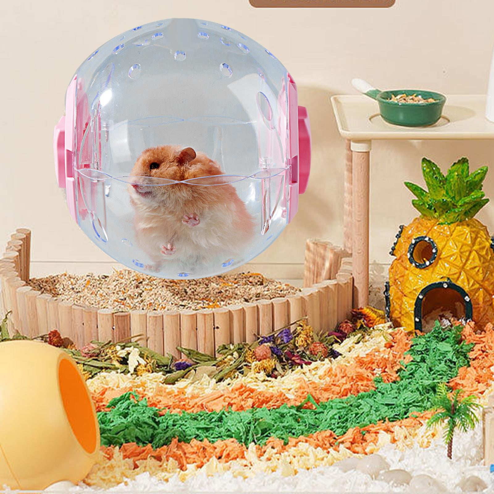 7inch Hamster Wheel Jogging Ball Multiple Vent Holes Versatile Cage Accessories Convenient Assemble Interactive Toy Transparent Pink