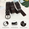 thumbnail image 5 of WHIPPY Women Leather Hollow Flower Belt for Jeans, Black Belt with Pin Buckle, 5 of 8