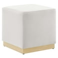 thumbnail image 2 of Tilden 17" Square Performance Velvet Upholstered Ottoman in Alabaster Natural, 2 of 9