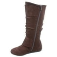 thumbnail image 2 of Bank-81 Women's Fashion Zipper Big Buckle Slouch Casual Flat Heel Mid Calf Round Toe Boots, 2 of 2