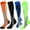 Blue| Orange| Green| Black, variant on Kiibsot 3 Pairs/ 4 Pairs Compression Socks for Woman & Man Unisex 20-30mmHg Knee High Plus Size Wide Calves for Sports Running…