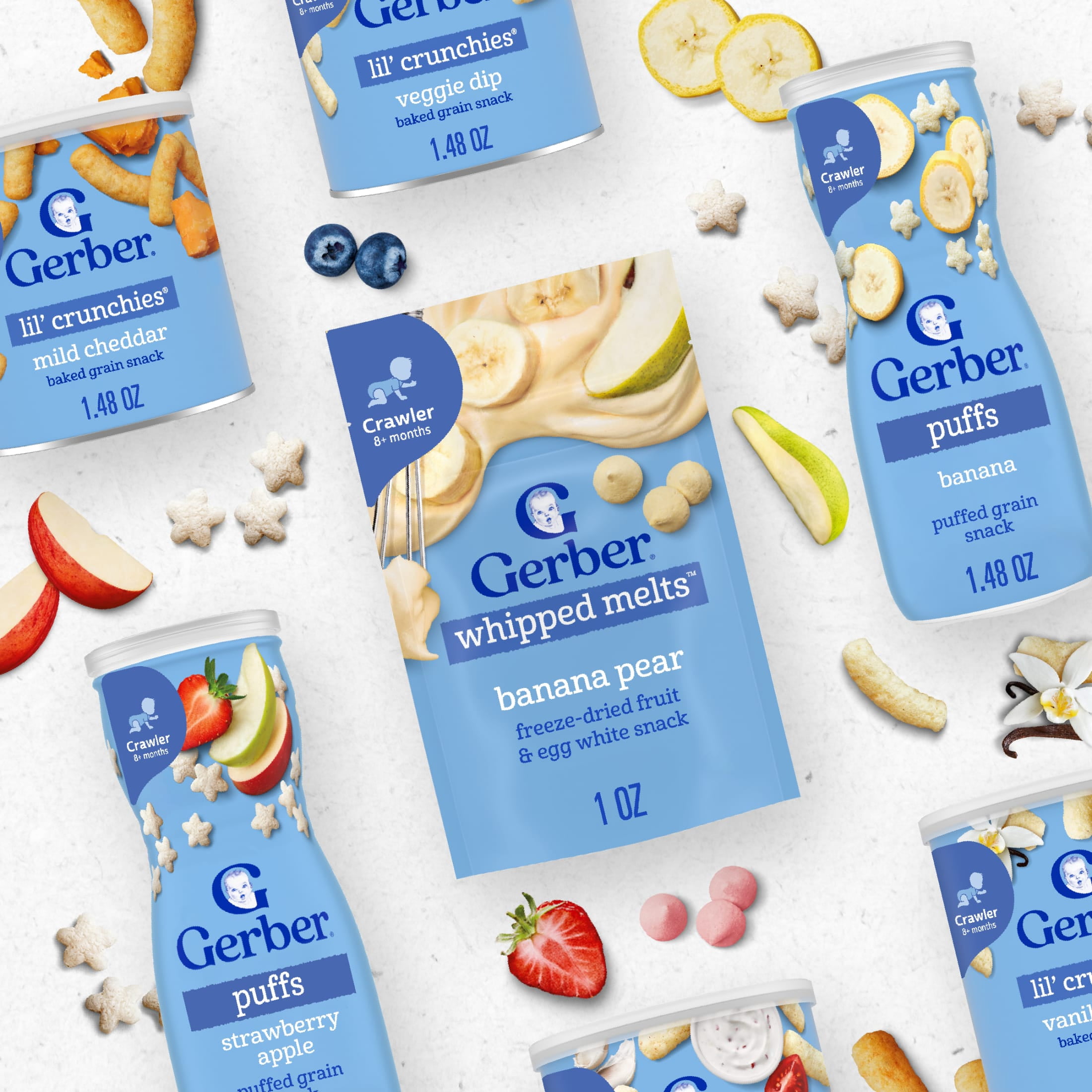 (6 pack) Gerber Natural Whipped Melts Baby Snacks Banana Pear, 0.85 oz Bag