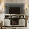 thumbnail image 2 of Bestier 60" Fireplace TV Stand for TVs Up to 70", Farmhouse Slinding Door Entertainment Center with Electric Fireplace, Storage Cabinets & Shelves, Retro Media Console for Living Room, White, 2 of 7