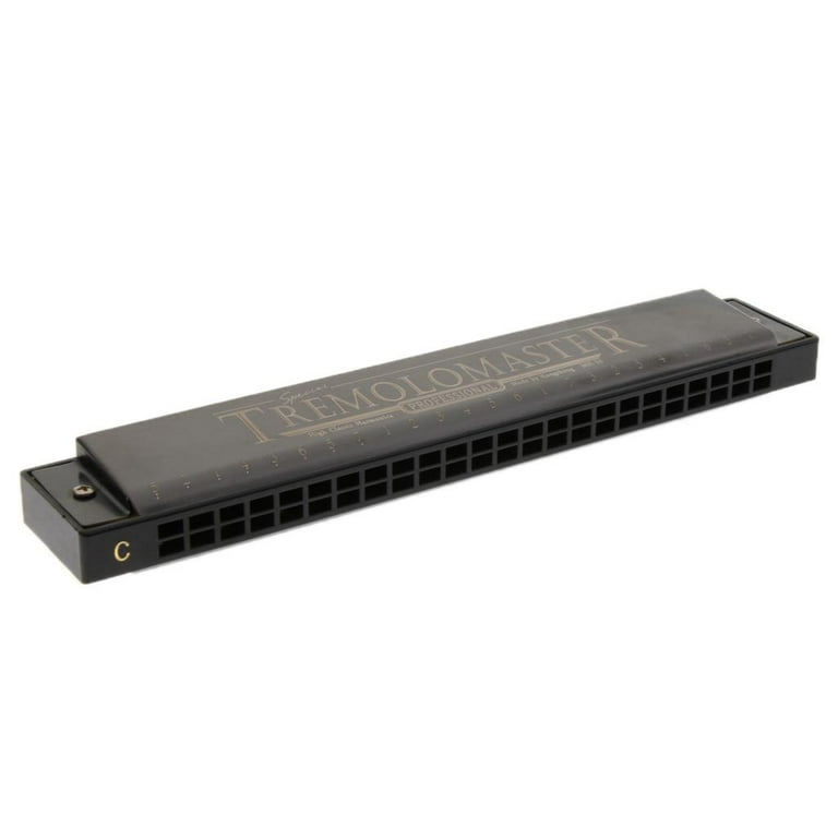 24 Holes Adult Learning Tremolo Harmonica for Students Practicing Matte  Black 