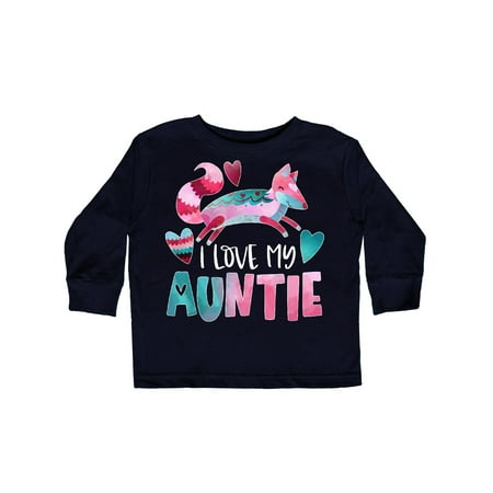 

Inktastic I Love My Auntie Pink and Blue Fox with Hearts Gift Toddler Boy or Toddler Girl Long Sleeve T-Shirt