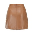 thumbnail image 6 of Fesfesfes Women Skirt Sexy Leather Stretch Casual Half-length Hip Zipper Skirt Plus Size $10, 6 of 8