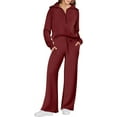 thumbnail image 1 of ORUYROP Women 2 Piece Outfits Sweatsuit Set 2023 Fall Oversized Half Zip Sweatshirt Wide Leg Sweatpant Lounge Set Tracksuit, 1 of 7