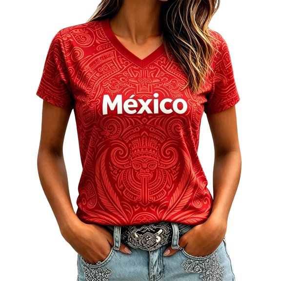 Wang6 Womens Oversized V Neck Graphic T Shirts Trendy Summer Short Sleeve Loose Tops Ladies Mexico Letter Printed Tees Shirts 0624liRed XL