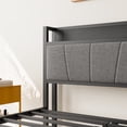 thumbnail image 6 of PAPROOS Full Metal Platform Bed, Storage Headboard with Charging Station, Metal Bed Frame with Heavy Duty Steel Slats, No Box Spring Needed, Black, 6 of 9
