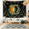 thumbnail image 4 of Moon and Sun Tapestry Black Flower Plant Spiritual Mandala Tapestry for Bedroom Aesthetic Hippie Boho Floral Wall Hanging Tapestries for Bedroom Dorm Living Room Decor, 60X40IN, 4 of 5