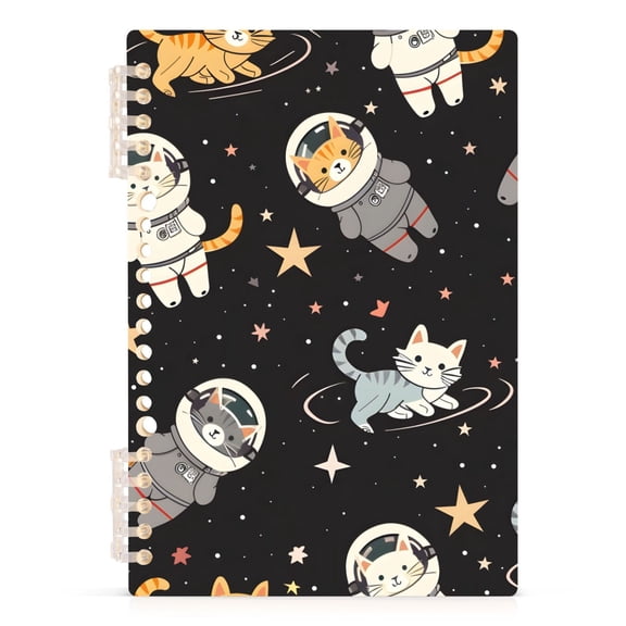 Cats on Space Spiral Journal Notebook College Ruled Notebook 8.3" x 5.7" A5 Lined Thick Paper Page