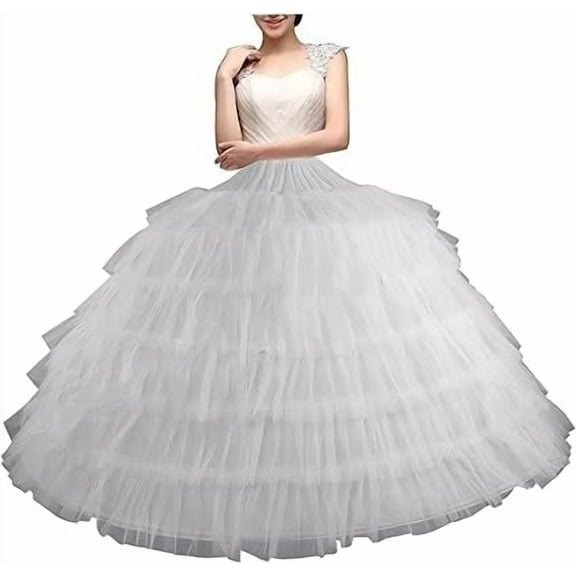 Petticoat Skirt for Women Under Dress, 1.1m Long 1.3 Dia 6 Hoops Tulle Petticoat, Adjustable Women Crinoline Petticoat, Underskirt for Wedding Dress