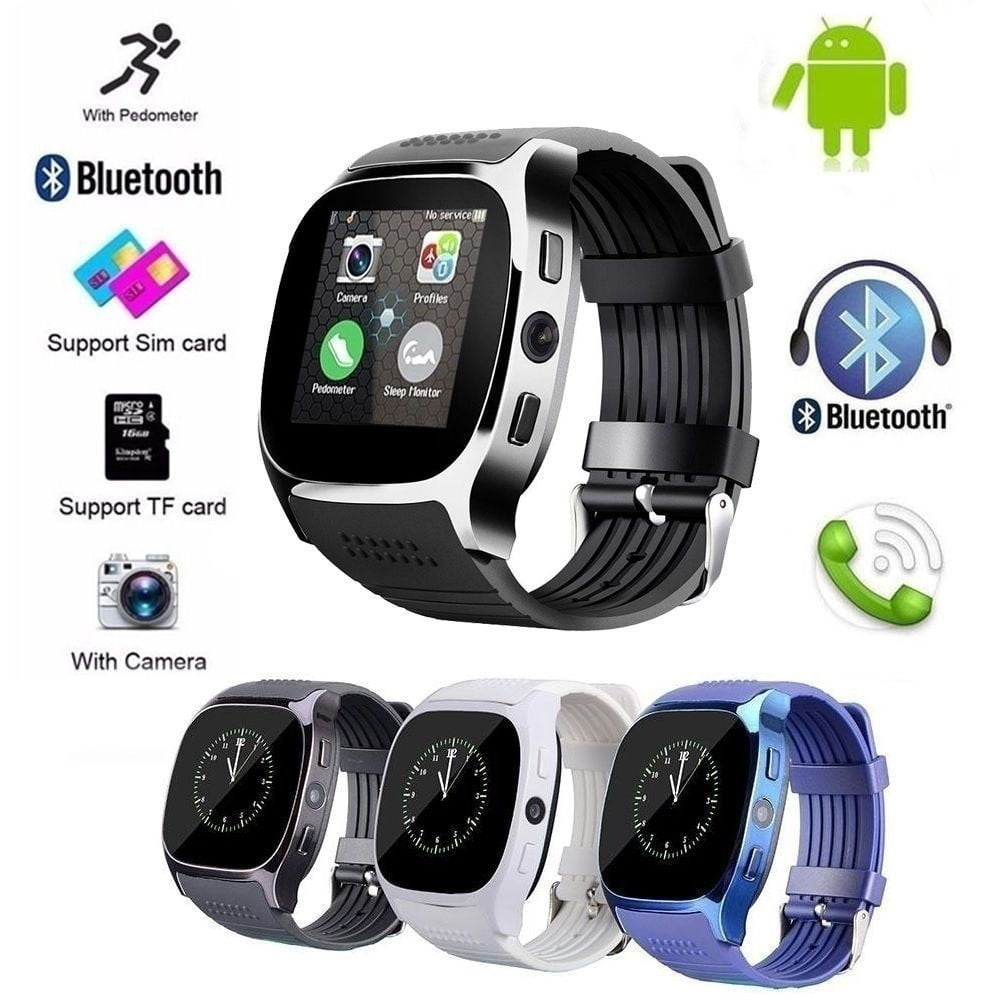 T8 Bluetooth Smart Watch with Camera Music Player Facebook Whatsapp Sync SMS Smartwatch Support SIM TF Card for Android Walmart