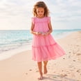 thumbnail image 2 of NIPAXO Girls Dress Summer Flutter Sleeve Crewneck Fully Lined Tiered Ruffle Flowy Boho Casual Dress for Kids, 2 of 7