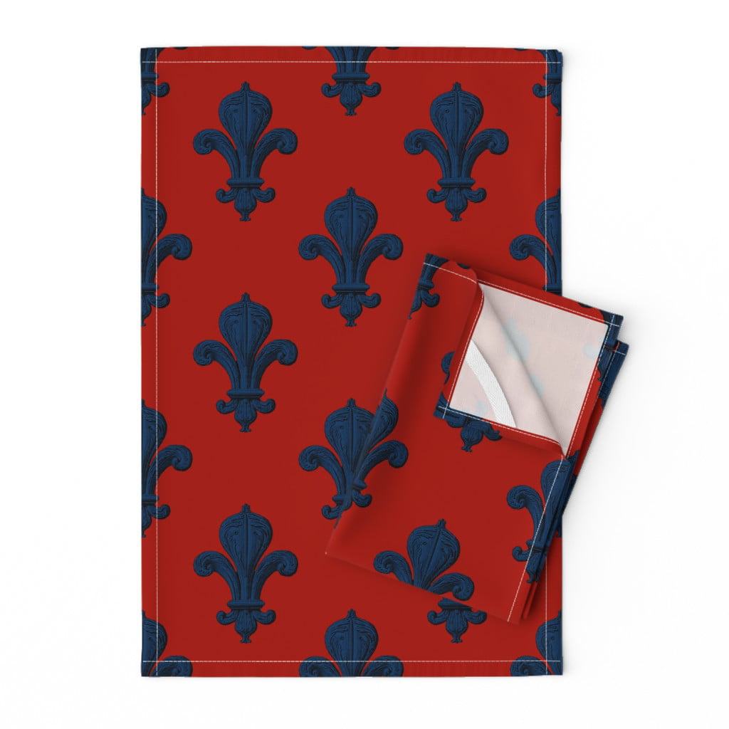 Fleur De Lis French Medieval Royal Linen Cotton Tea Towels by Roostery Set of 2 