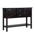 thumbnail image 4 of 48'' Solid Wood Sideboard Console Table with 2 Drawers and Cabinets and Bottom Shelf, Retro Style Storage Dining Buffet Server Cabinet for Living Room Kitchen Dining Room (Espresso), 4 of 6