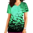thumbnail image 1 of LSLJS Hauts pour Femmes Manches Courtes Col en V Uniforme de Travail Imprimé avec Poche Blouse, Hauts d'Halloween pour Femmes, 1 of 5