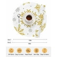 thumbnail image 6 of 15 Inch Round Placemats Set of 6, Christmas Non Slip Heat Insulation PP Table Mats, Winter Xmas Yellow Snowflakes Textured Washable Place Mats for Kitchen Dining Party Table Decor, 6 of 7