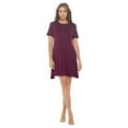 thumbnail image 5 of Women's Short Sleeve Midi T-Shirt Dress, Casual Loose Swing Tunic Dress, Summer 2024(Burgundy Large Size), 5 of 6