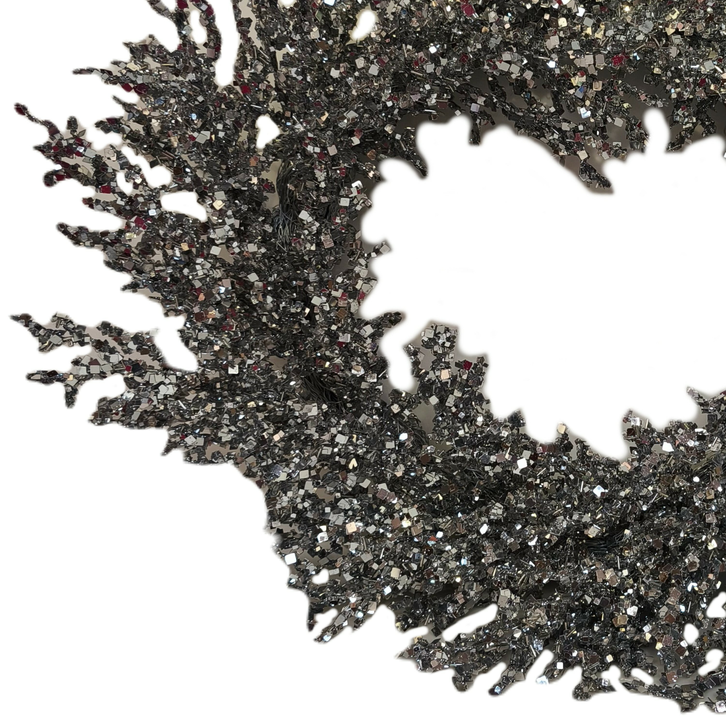 Square Sequin Christmas Wreath, Silver, 24", by Holiday Time