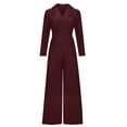 thumbnail image 4 of Lilgiuy Jumpsuits For Women Sleeveless Pocket Solid Color Loose Straight Pants Fashion Romper Pants Wine 8(L) Winter Clothes for 2022, 4 of 5