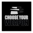 thumbnail image 1 of DistinctInk Custom Bumper Sticker - 8" x 8" Decorative Decal - Black Background - Choose Your Weapon - Chef Knives, 1 of 2