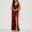 Wine, variant on BRGZLK Formal Dresses for Women Satin V Neck Sleeveless Cocktail Wedding Guest Maxi Dress Pleated High Waist Wrap Split Evening Gowns Brown XL