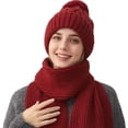 thumbnail image 2 of Cadancy Knit Hats for Women with Scarf 2 Piece Set Winter Comfort Warm Pompom Baenies Hat Cute Trendy Outdoor Cold Weather Snow Caps, 2 of 6