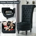 thumbnail image 2 of AVAWING 2PCS High Back Royal Chair, Velvet Armless Throne Chair with Storage, Black, 2 of 7