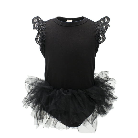 StylesILove Baby Girl Princess Ballet Romper with Tutu Skirt (95/18-24 Months, Black)