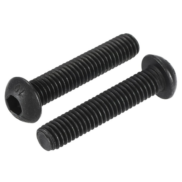 Tornillos de cabeza de botón con socket hexagonal M6x30mm de acero aleado, recubrimiento negro, paquete de 25