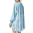 thumbnail image 4 of FEIFLY Women Oversized Pullover Sweatshirt Dress Long Sleeve O-Neck Patchwork Ruffle Loose Sweatshirts Solid Color Cozy Winter Autumn Tops, 4 of 8