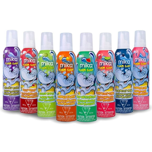 mika Savon mousse pour enfants, Paquet de 8, 8.2oz