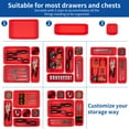 thumbnail image 6 of HAIDAIYA 45 Pack Drawer Organizer Trays Set, 3 Sizes Plastic Divider Storage Bins for Desk, Makeup, Tool Box, Jewelry (Red), 6 of 7