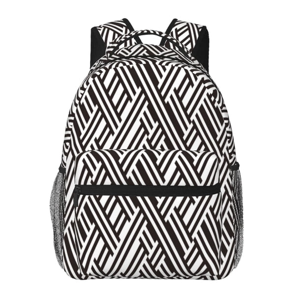 Easygdp Black White Stripes Mochila Ergonómica Versátil para Laptop - Múltiples Bolsillos, Correas Ajustables, Unisex para Escuela, Viajes y Actividades al Aire Libre-One Size